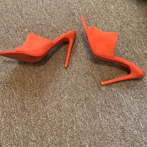 Cape Robbin Orange Pointed Toe Heels - Open Back